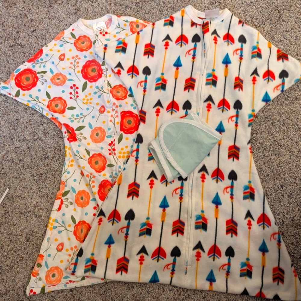 Two Zipadee-zip brand sleep sack/swaddles